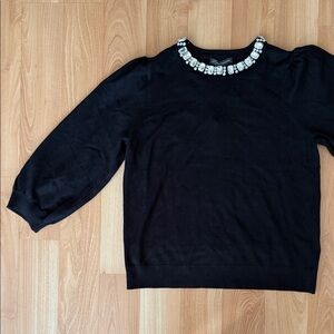 Adrianna Papell Black Top with Crystal Embellishments